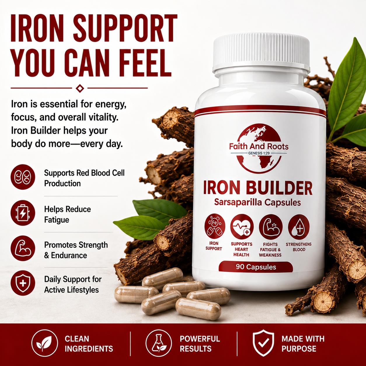 Iron Builder | Plant-Based Iron Support | 90 Capsules