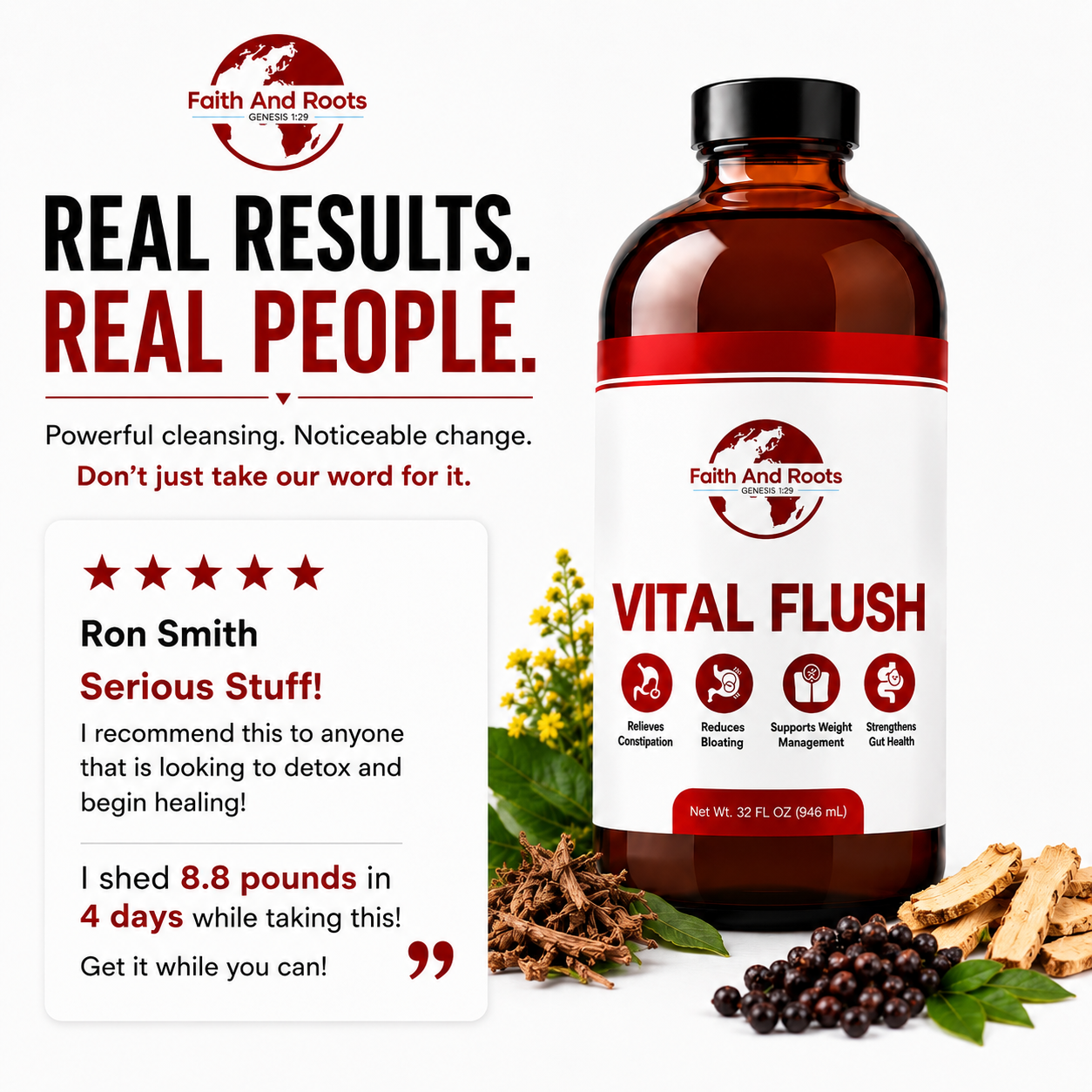 Vital Flush | Advanced Colon Cleanse & Full Body Detox | 32 oz