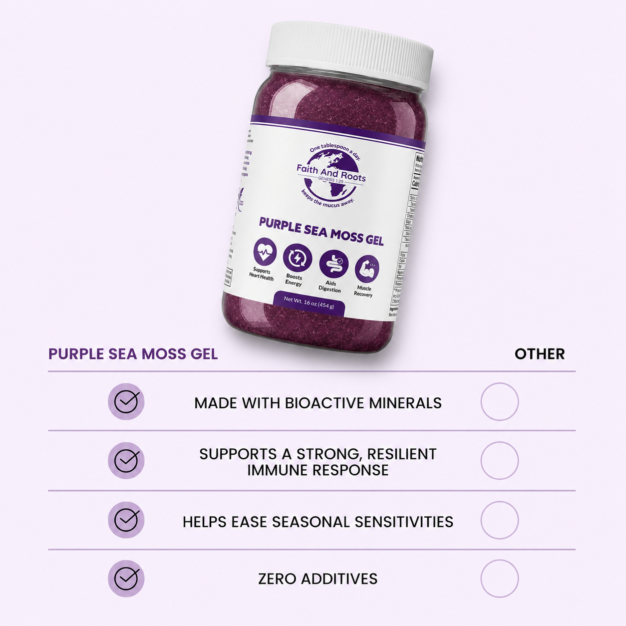 Premium Purple Sea Moss Gel | Wildcrafted | Antioxidant-Rich | 16 oz