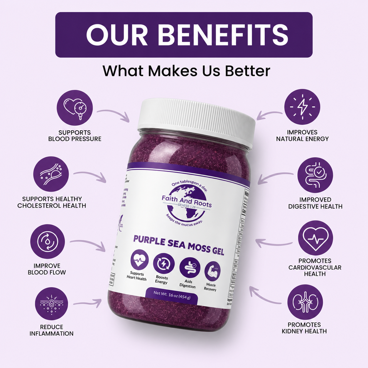 Premium Purple Sea Moss Gel | Wildcrafted | Antioxidant-Rich | 16 oz