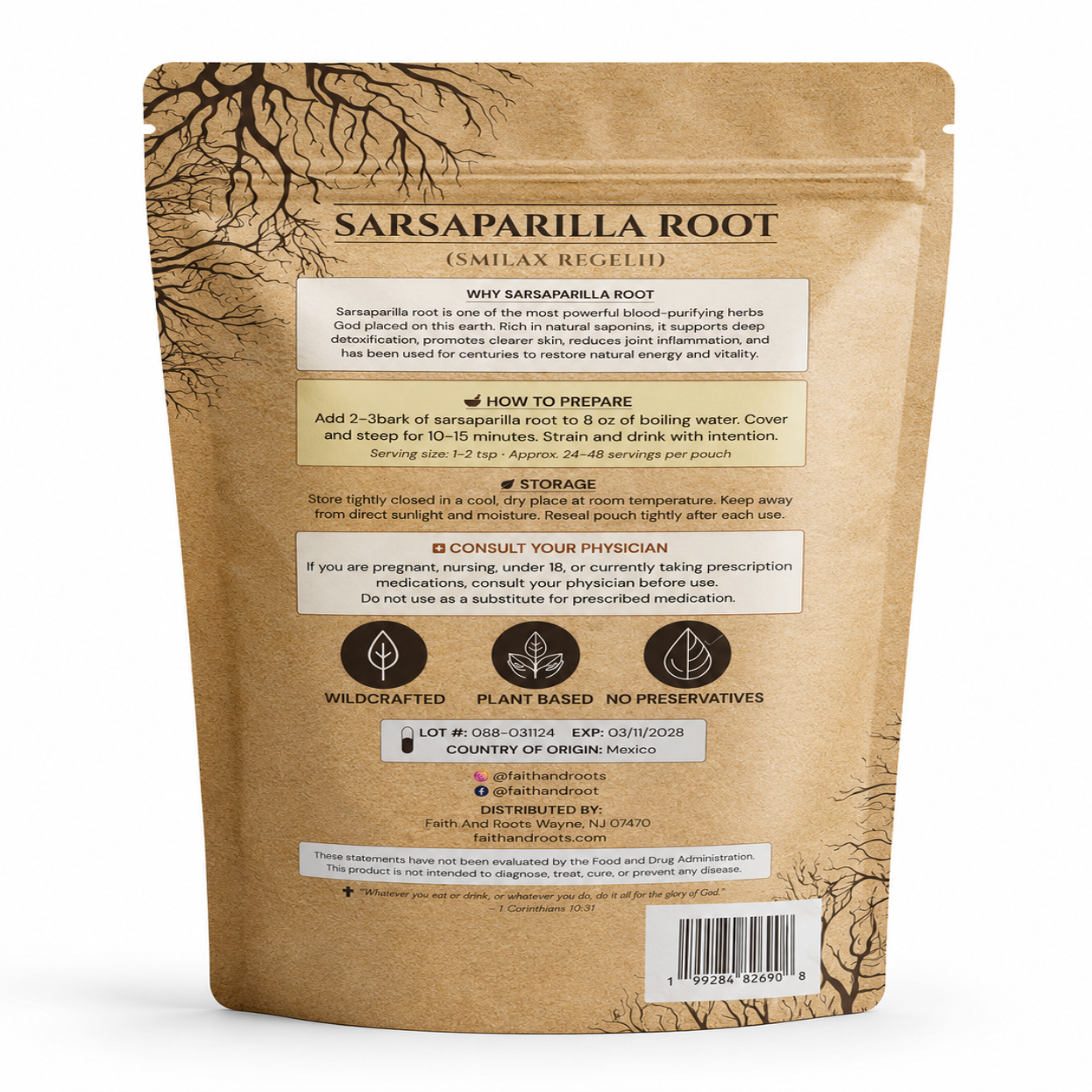 Sarsaparilla Root Pouch | 2oz